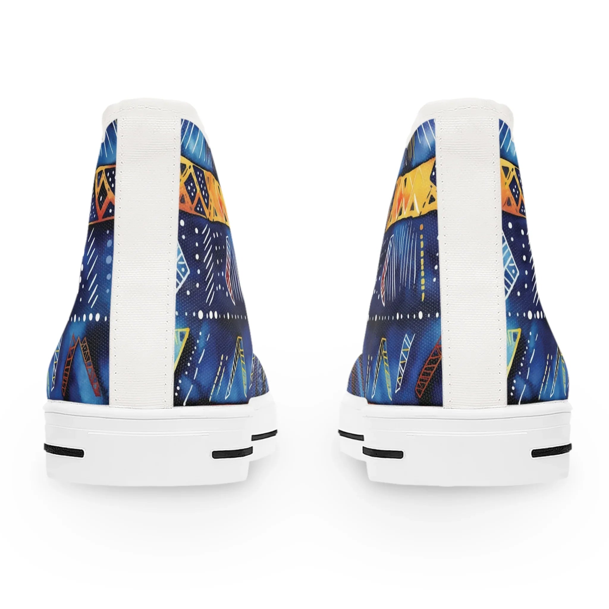 Diwaki Women’s High Top Sneakers — Blue Abstract Tribal Pattern - DiwaKi