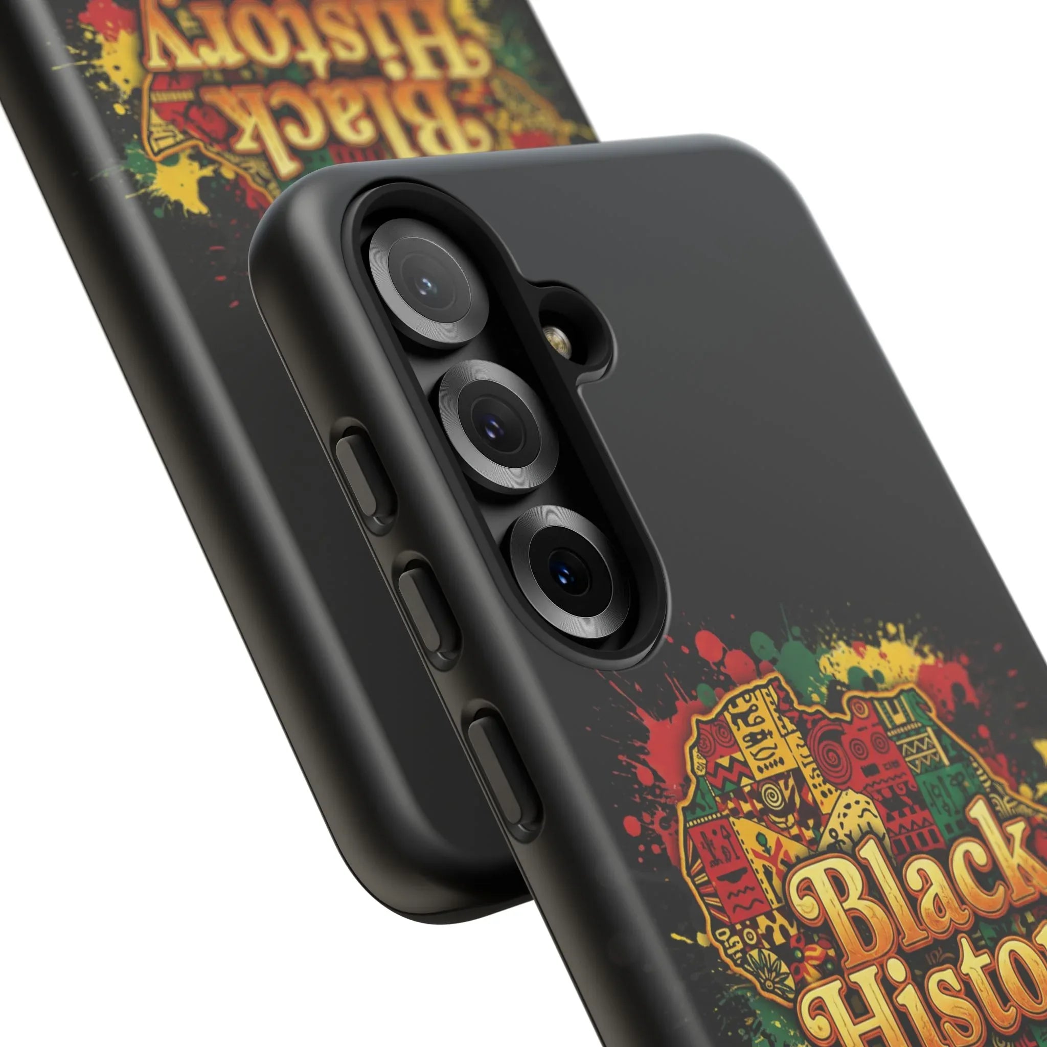 Black History Phone Case — Afrocentric Map Design, Bold Red‑Green‑Gold Splash - DiwaKi