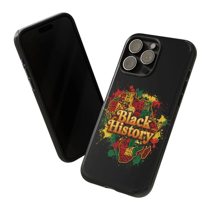 Black History Phone Case — Afrocentric Map Design, Bold Red‑Green‑Gold Splash - DiwaKi