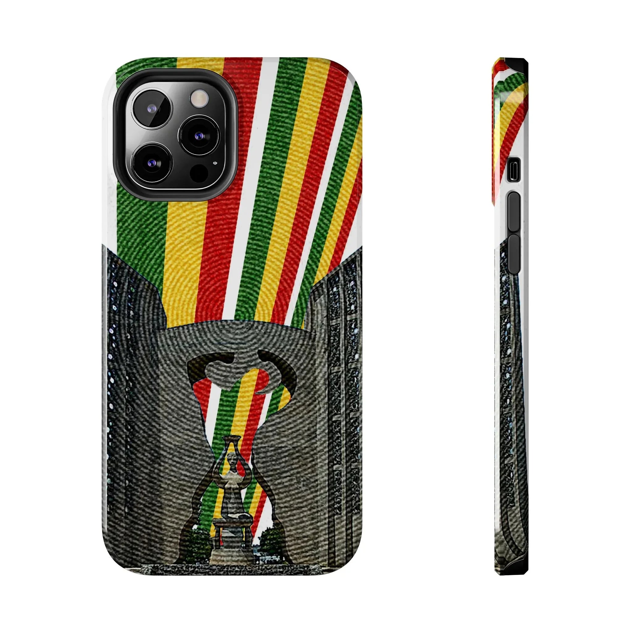 Togo Tough Phone Case — Durable Denim Look with Red Yellow Green Design - DiwaKi