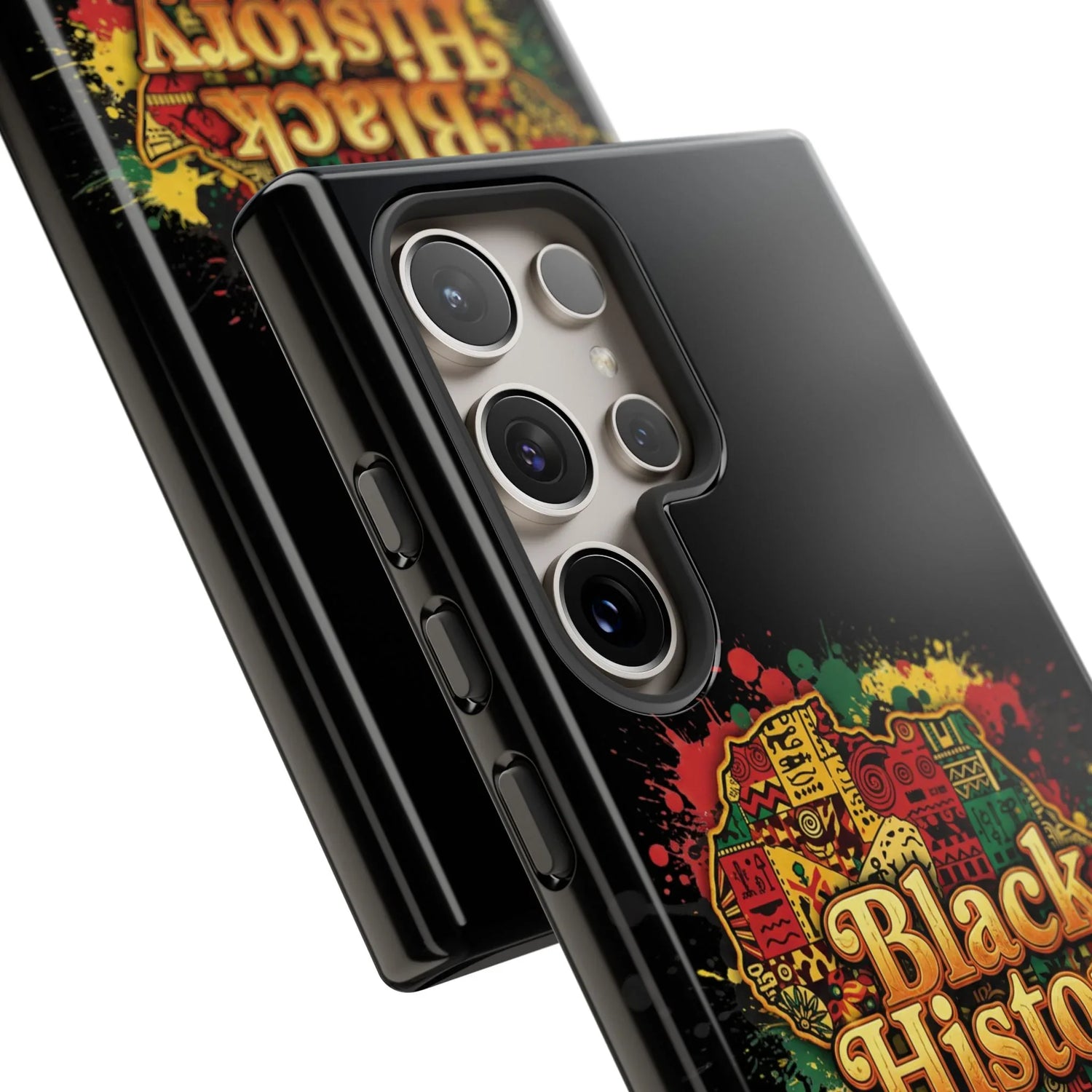 Black History Phone Case — Afrocentric Map Design, Bold Red‑Green‑Gold Splash - DiwaKi