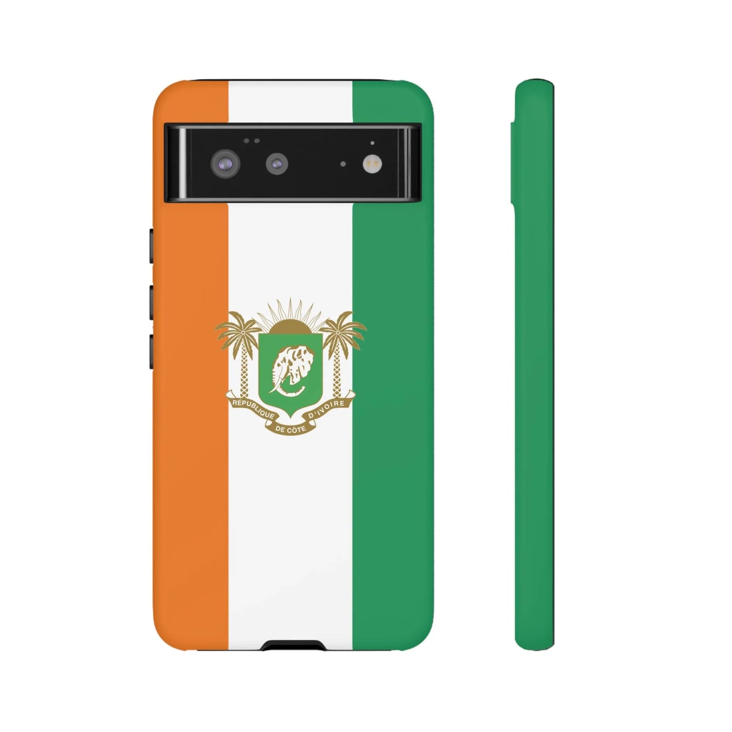 Ivory Coast Flag Tough Phone Case — Orange White Green Shield Crest - DiwaKi