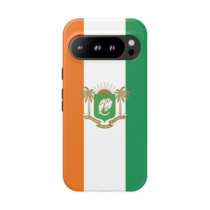 Ivory Coast Flag Tough Phone Case — Orange White Green Shield Crest - DiwaKi