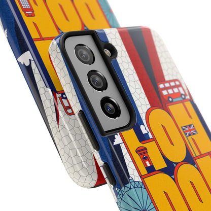 London Graphic Tough Phone Case – Retro Union Jack Travel Design - DiwaKi