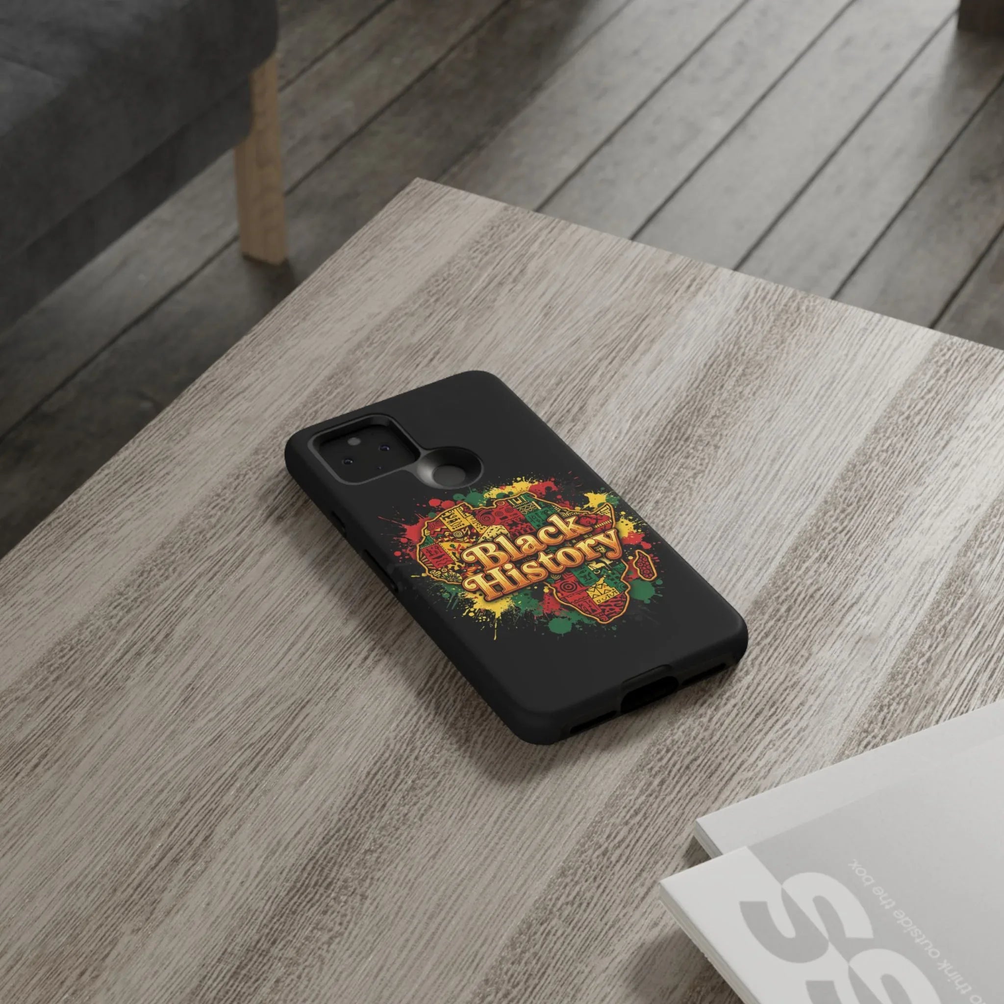 Black History Phone Case — Afrocentric Map Design, Bold Red‑Green‑Gold Splash - DiwaKi