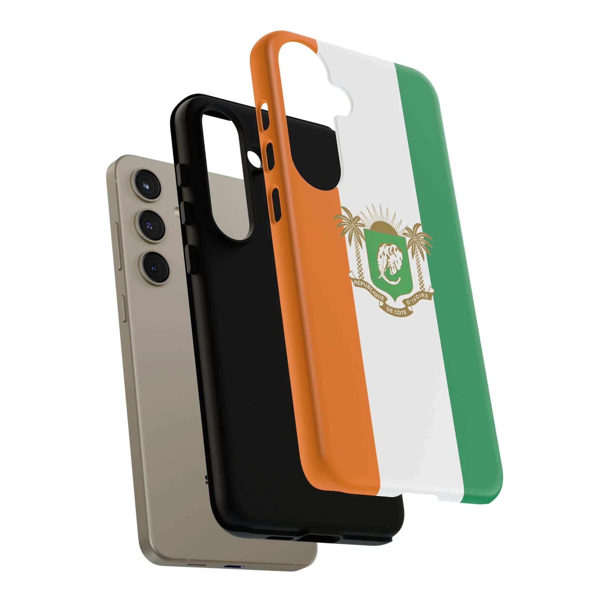 Ivory Coast Flag Tough Phone Case — Orange White Green Shield Crest - DiwaKi