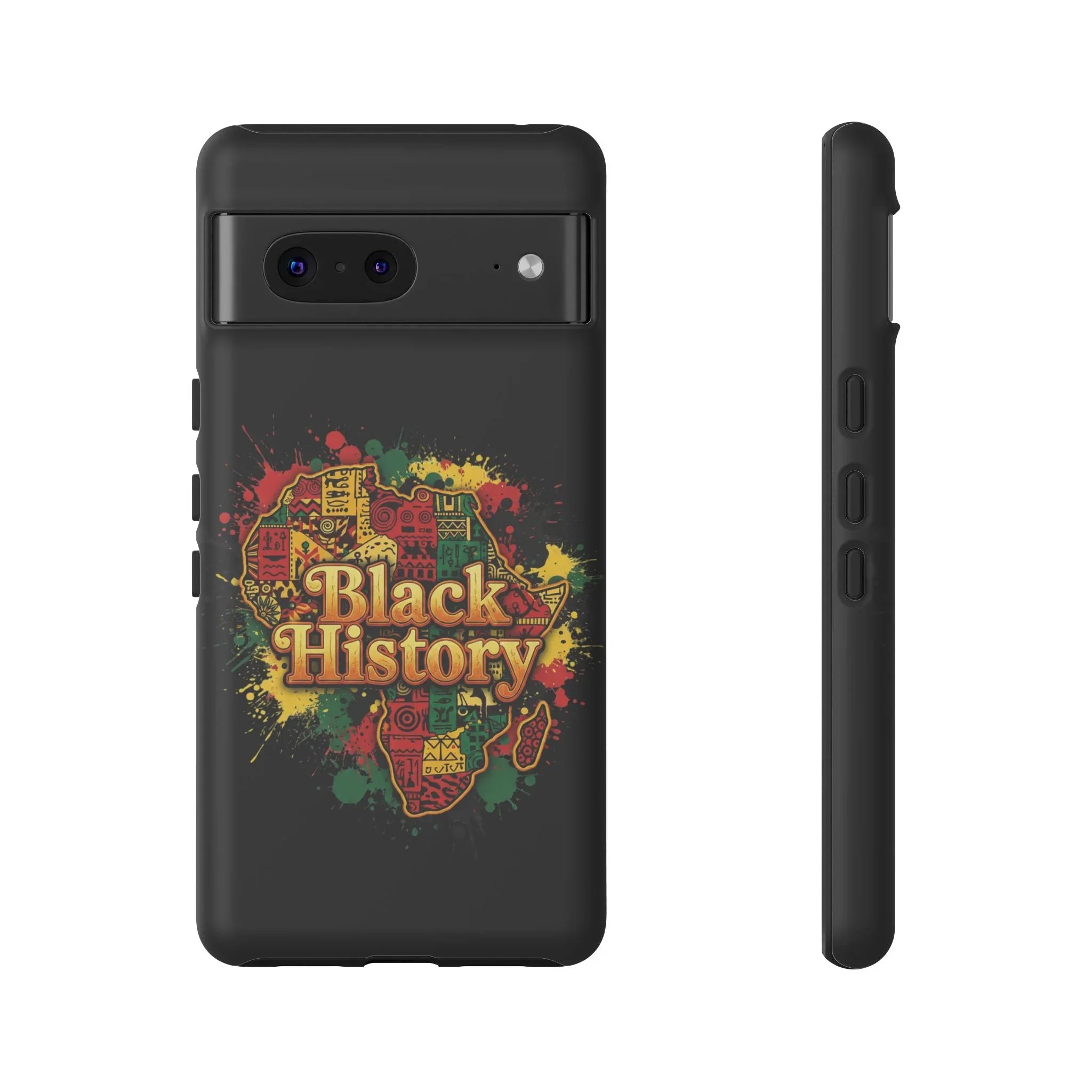 Black History Phone Case — Afrocentric Map Design, Bold Red‑Green‑Gold Splash - DiwaKi