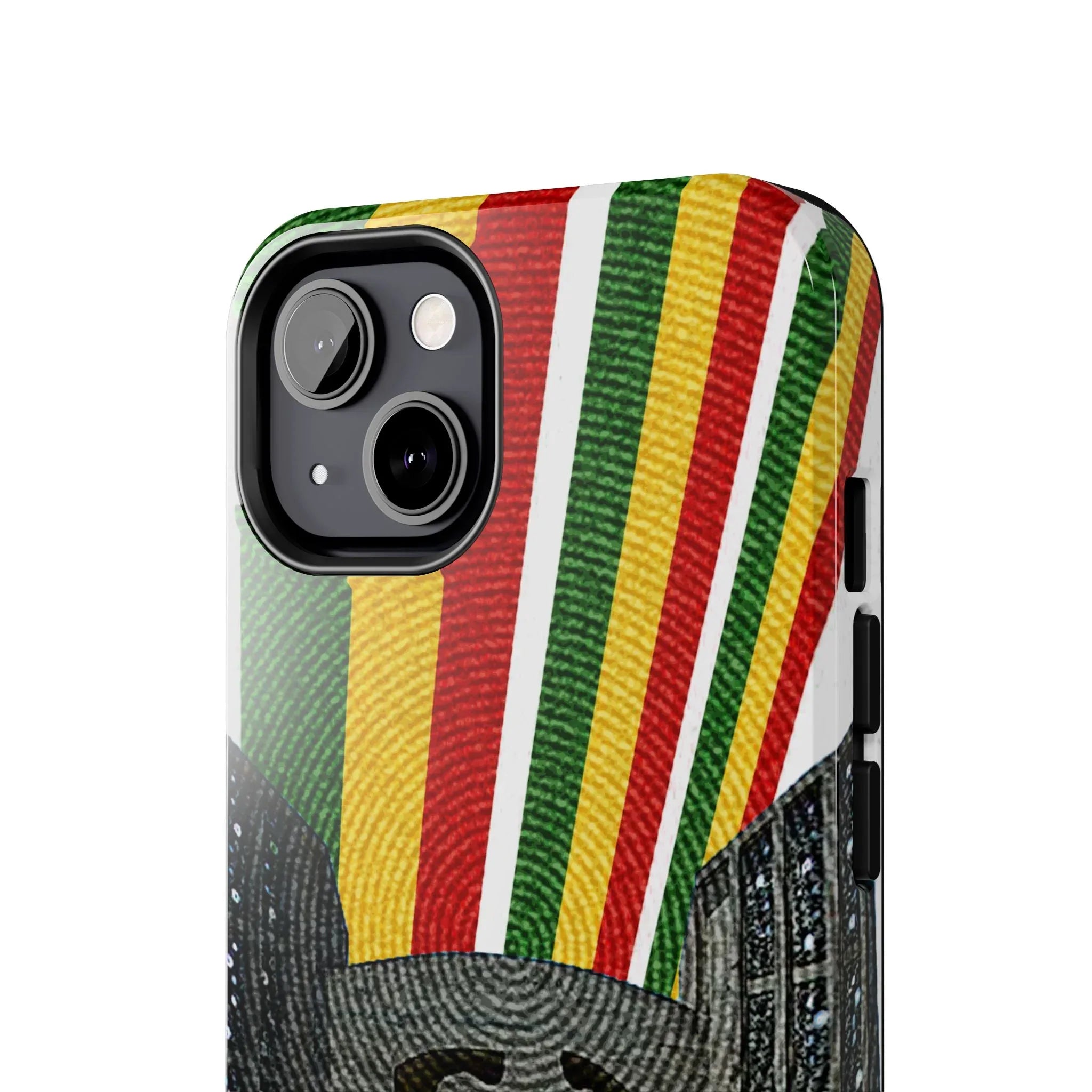 Togo Tough Phone Case — Durable Denim Look with Red Yellow Green Design - DiwaKi