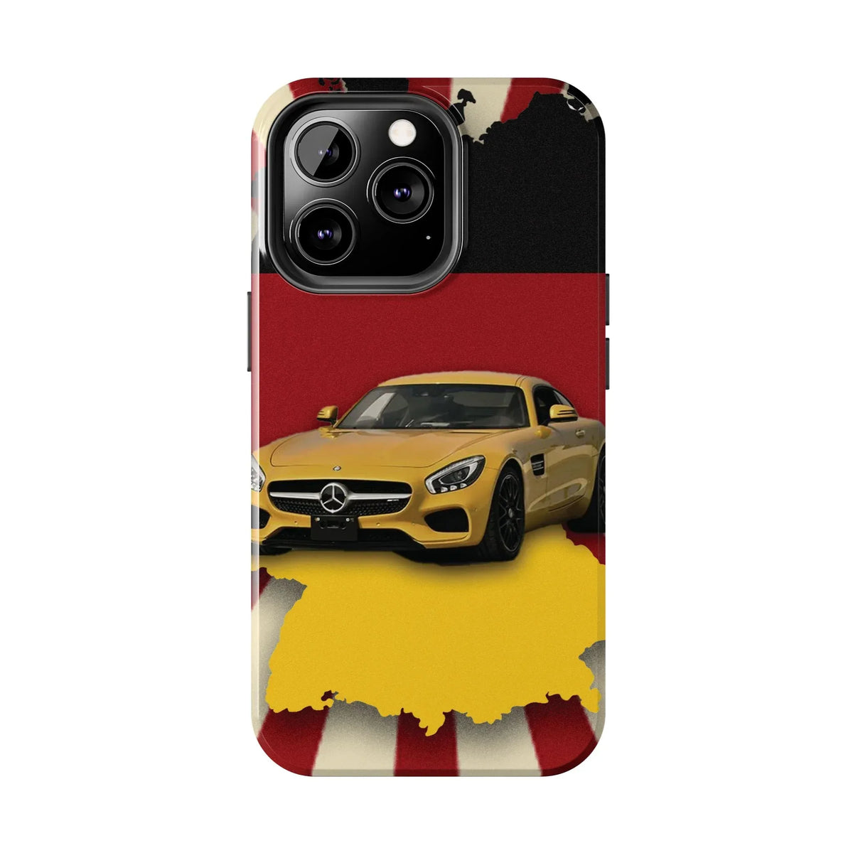 Mercedes Sports Car Tough Phone Case — Yellow GT on Red &amp; Black Background - DiwaKi