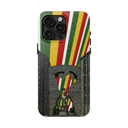 Togo Tough Phone Case — Durable Denim Look with Red Yellow Green Design - DiwaKi