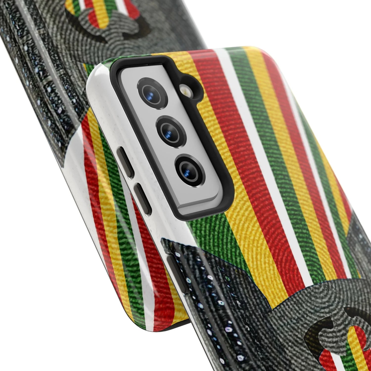 Togo Tough Phone Case — Durable Denim Look with Red Yellow Green Design - DiwaKi