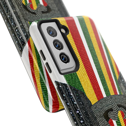 Togo Tough Phone Case — Durable Denim Look with Red Yellow Green Design - DiwaKi