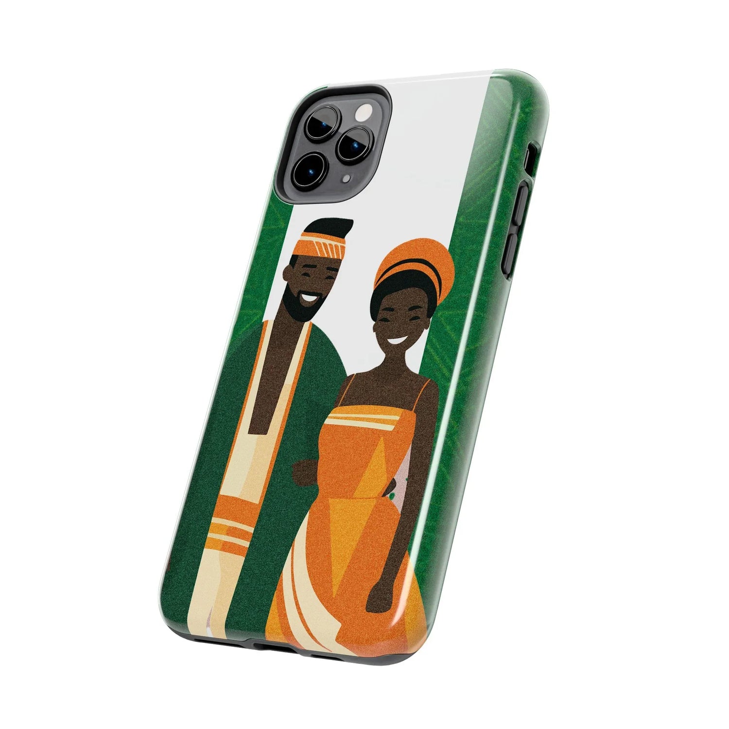 Tough Phone Case — Afrocentric Nigerian Couple Illustration, Protective Hard-Shell Phone Cover - DiwaKi