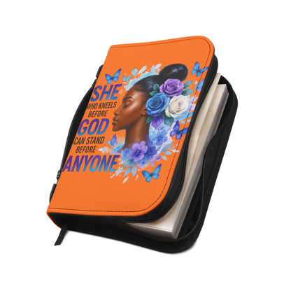 She Who Kneels Before God Bible Cover — Inspirational Christian Floral Design