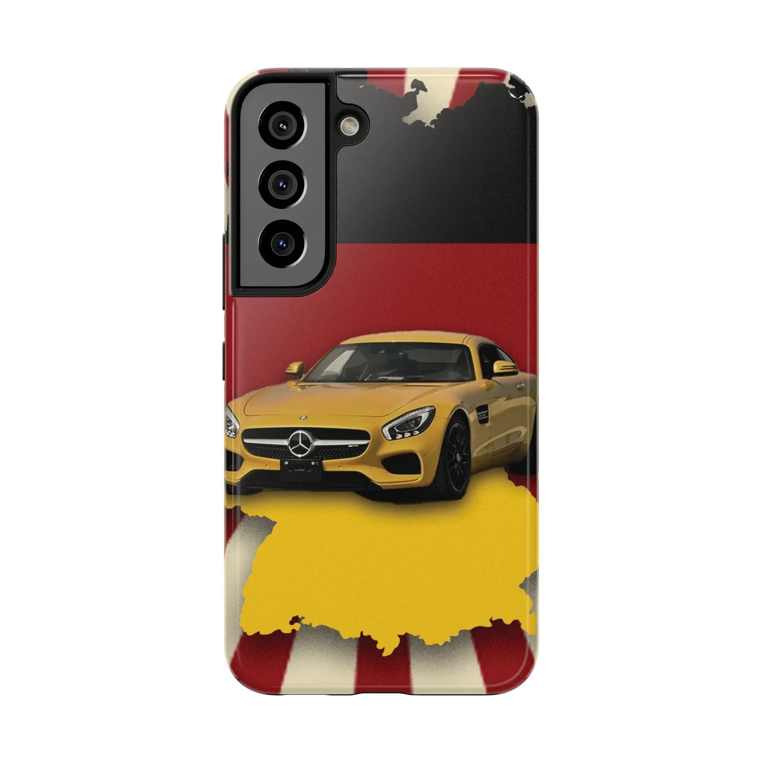 Mercedes Sports Car Tough Phone Case — Yellow GT on Red &amp; Black Background - DiwaKi