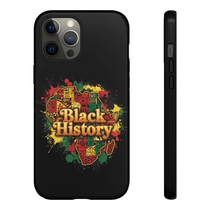 Black History Phone Case — Afrocentric Map Design, Bold Red‑Green‑Gold Splash - DiwaKi