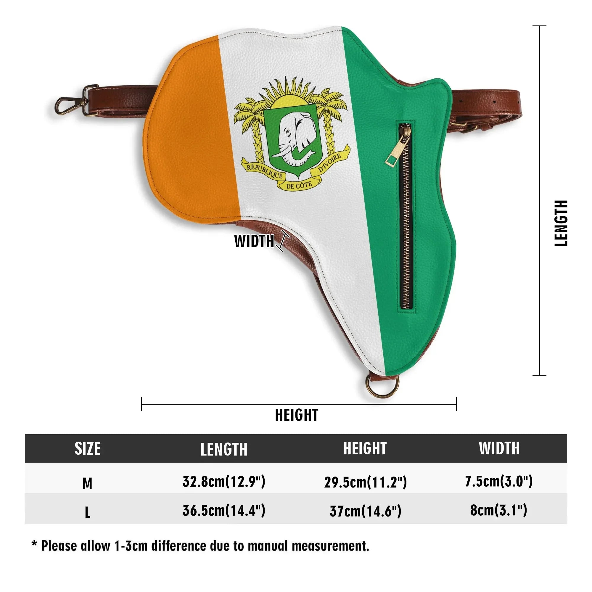 PU Leather Africa Map Bag for Cote d&