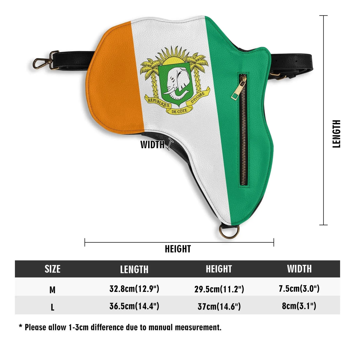 PU Leather Africa Map Bag for Cote d&