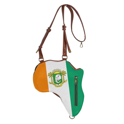 PU Leather Africa Map Bag for Cote d&