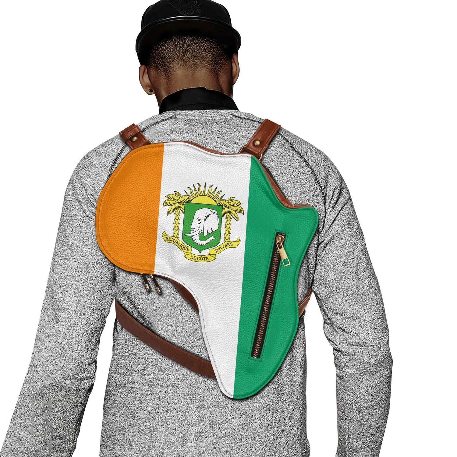 PU Leather Africa Map Bag for Cote d&