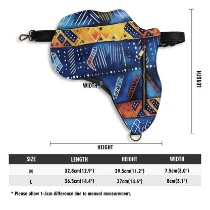 PU Leather Africa Map blue bogolan print Bag - DiwaKi
