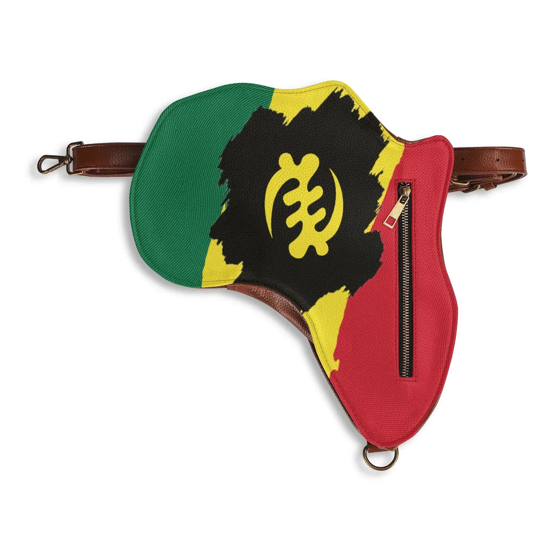 PU Leather Africa Map Bag for Adinkra, Ghana flag - DiwaKi