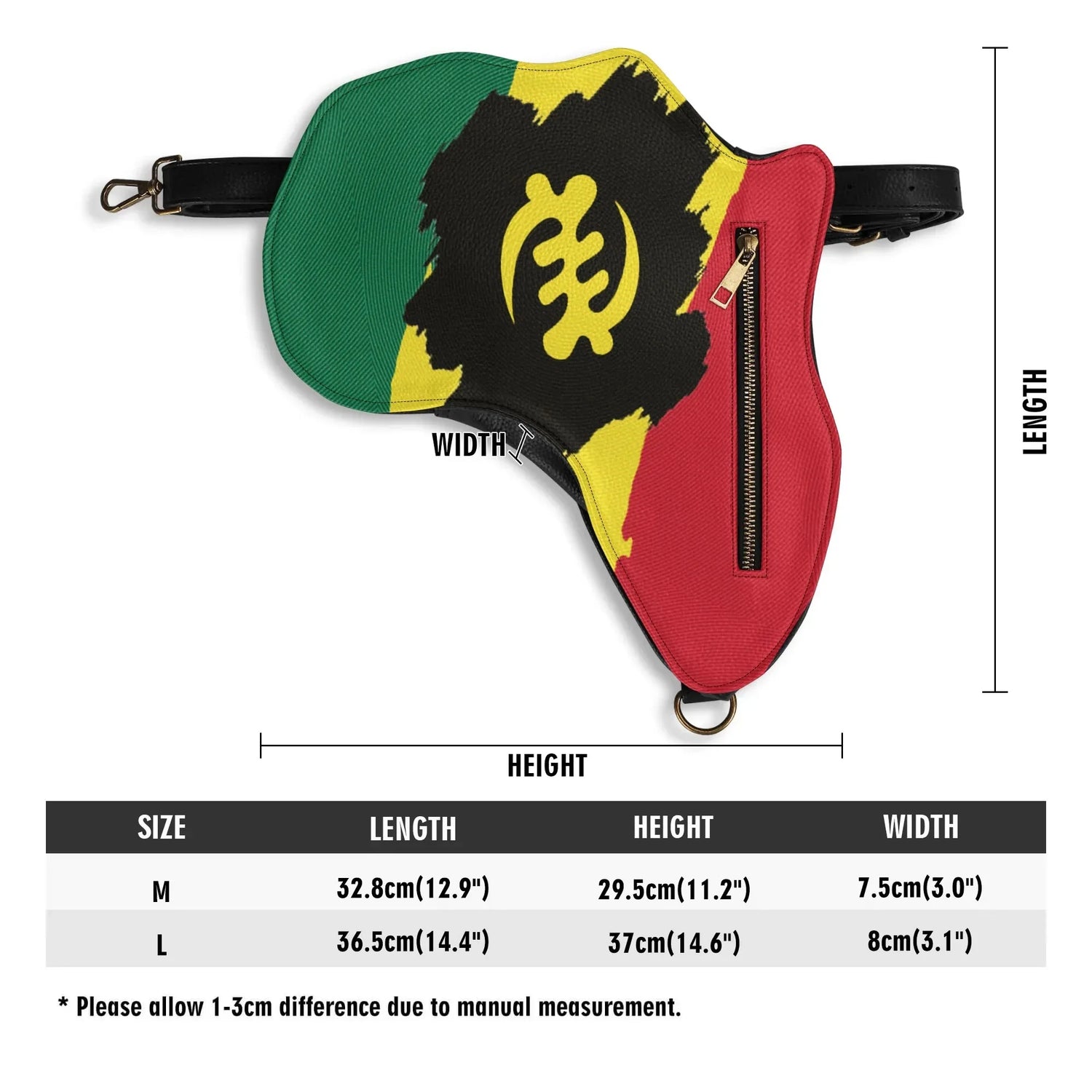 PU Leather Africa Map Bag for Adinkra, Ghana flag - DiwaKi