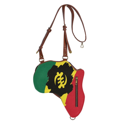PU Leather Africa Map Bag for Adinkra, Ghana flag - DiwaKi