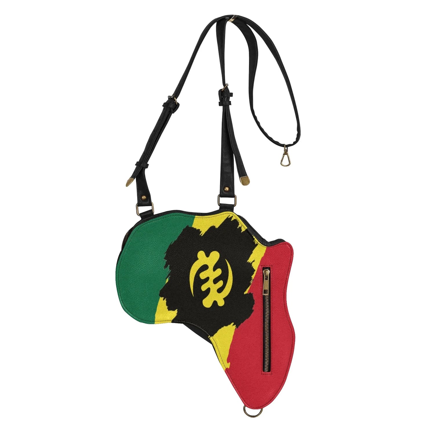 PU Leather Africa Map Bag for Adinkra, Ghana flag - DiwaKi