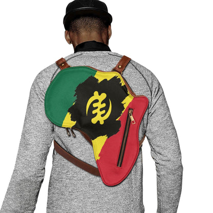 PU Leather Africa Map Bag for Adinkra, Ghana flag - DiwaKi