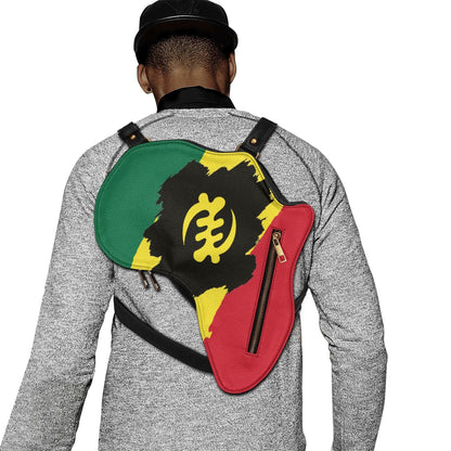 PU Leather Africa Map Bag for Adinkra, Ghana flag - DiwaKi