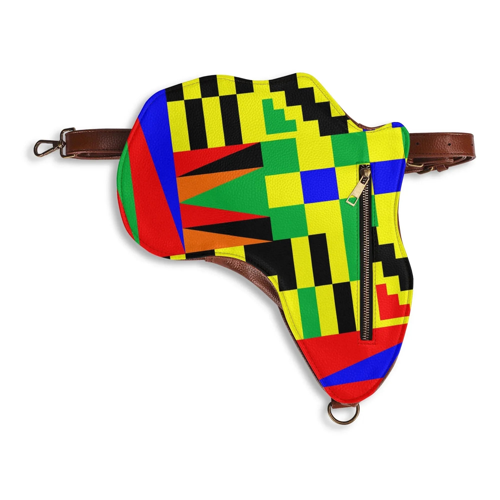 PU Leather Africa Map Bag for vibrant kente Lover Gift - DiwaKi
