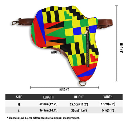 PU Leather Africa Map Bag for vibrant kente Lover Gift - DiwaKi