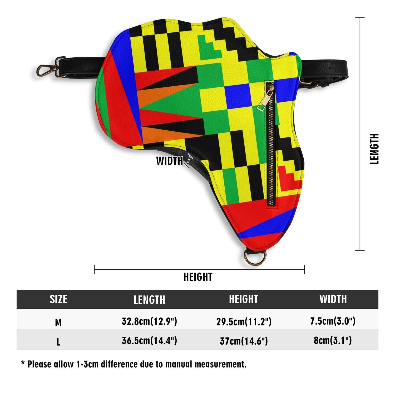 PU Leather Africa Map Bag for vibrant kente Lover Gift - DiwaKi