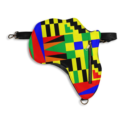 PU Leather Africa Map Bag for vibrant kente Lover Gift - DiwaKi