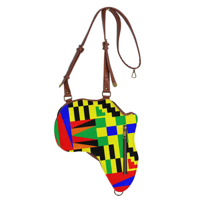 PU Leather Africa Map Bag for vibrant kente Lover Gift - DiwaKi