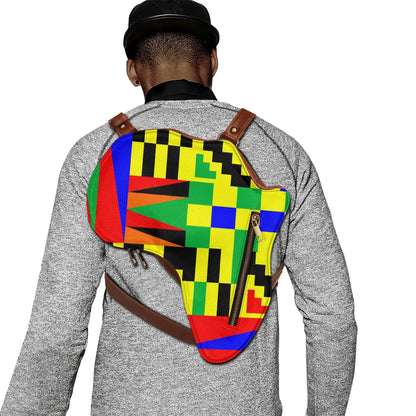 PU Leather Africa Map Bag for vibrant kente Lover Gift - DiwaKi