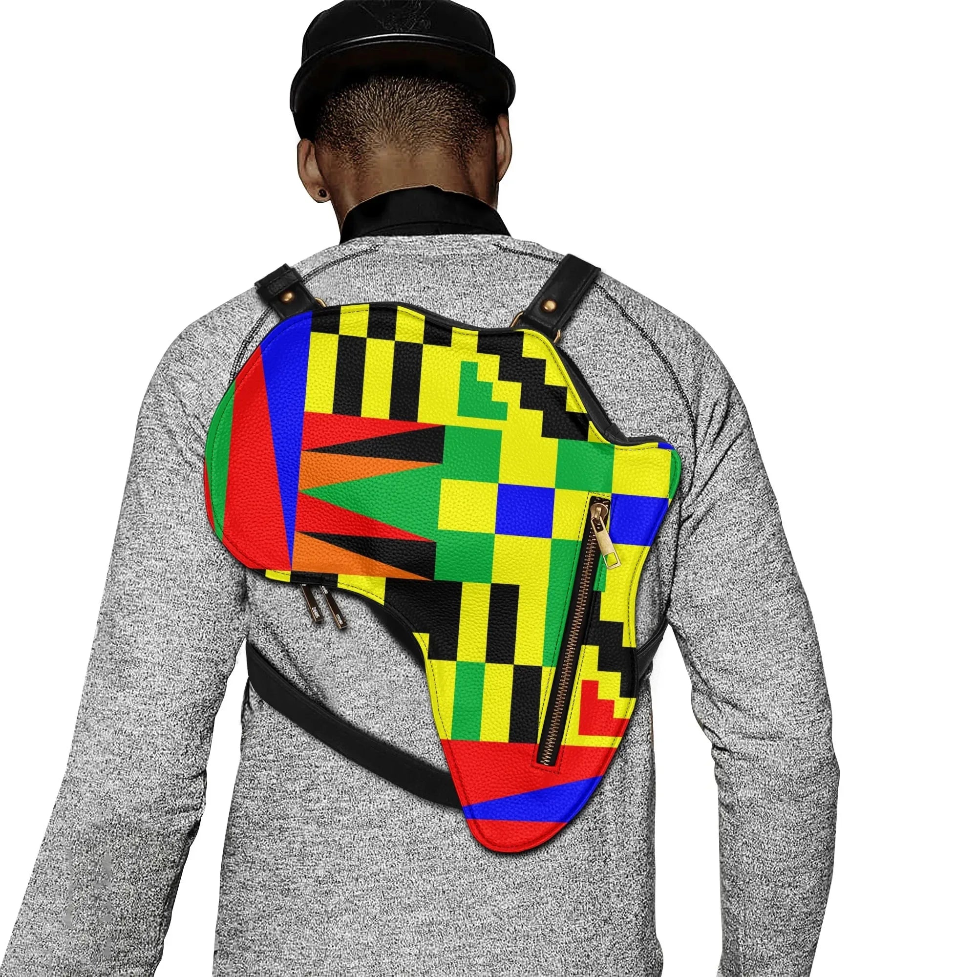 PU Leather Africa Map Bag for vibrant kente Lover Gift - DiwaKi