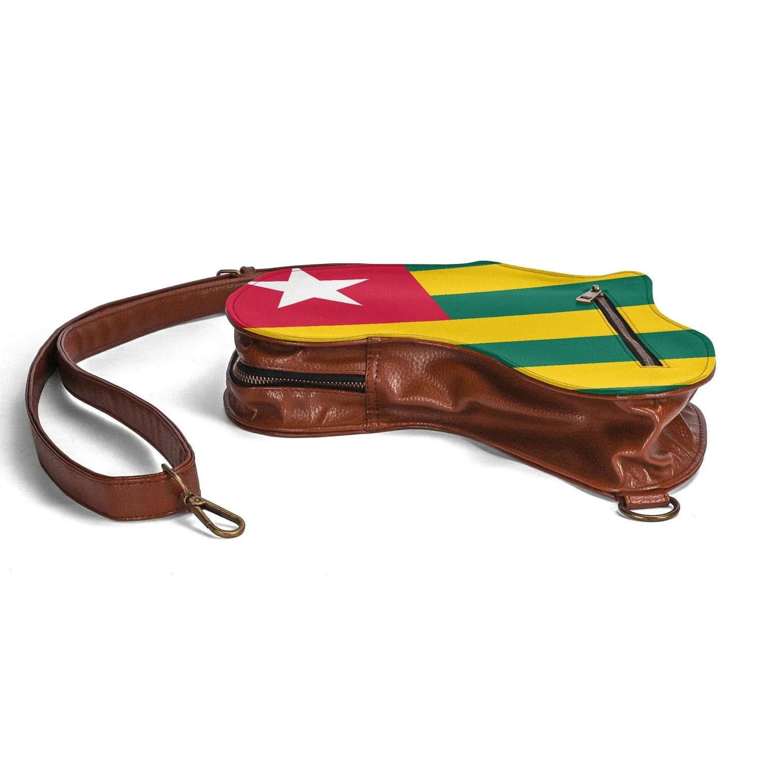 Africa Map Travel Backpack in Black &amp; Brown PU Leather, Perfect for Togo Enthusiasts - DiwaKi