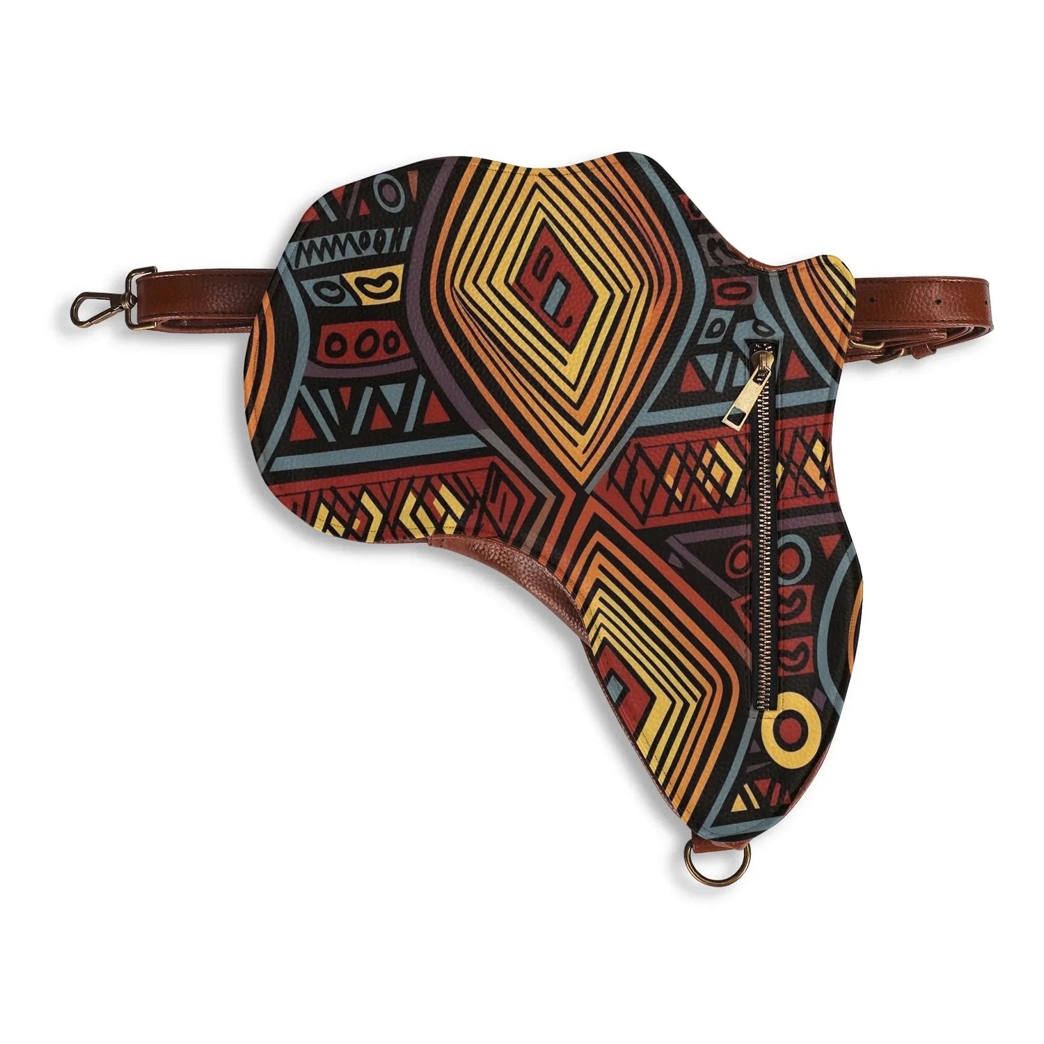 PU Leather Africa Map Bag for African wax print Lover Gift - DiwaKi