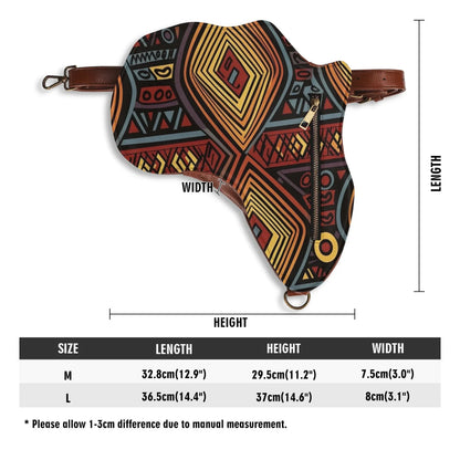 PU Leather Africa Map Bag for African wax print Lover Gift - DiwaKi