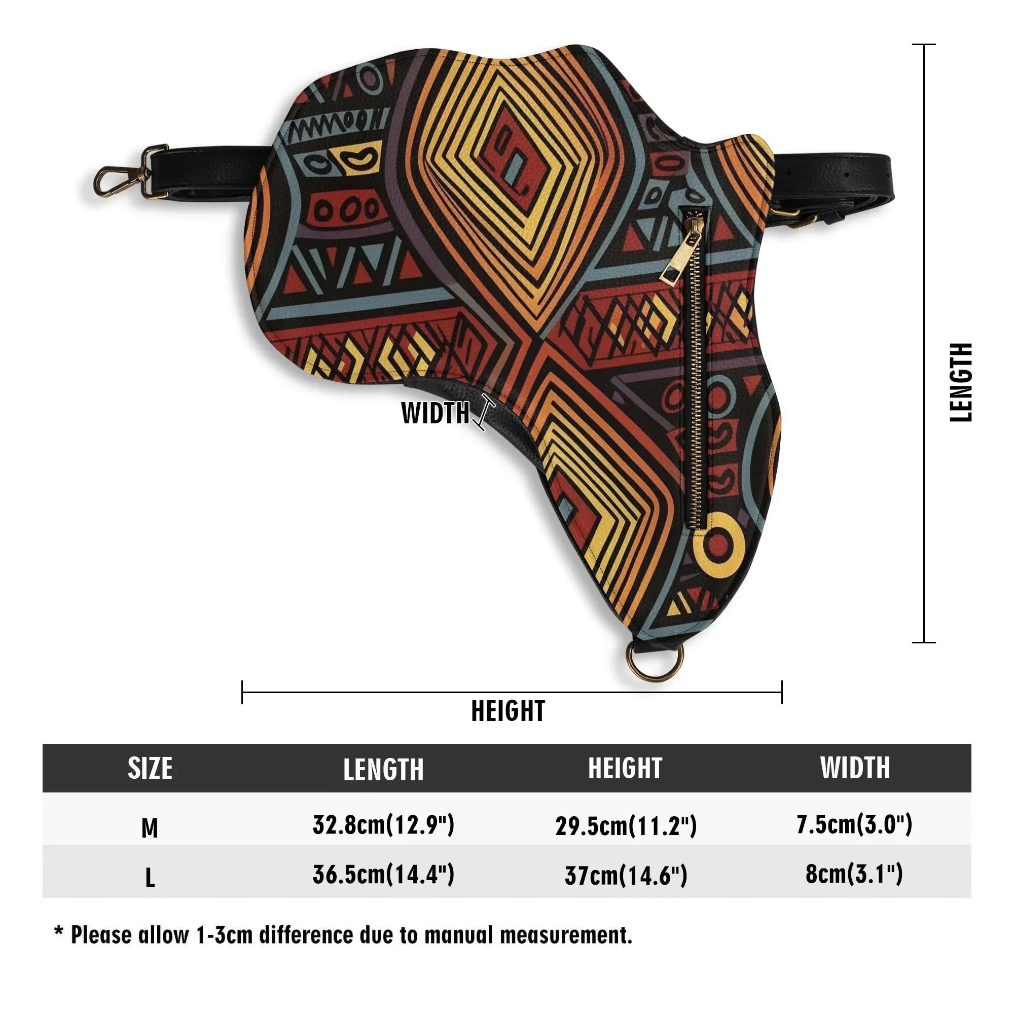 PU Leather Africa Map Bag for African wax print Lover Gift - DiwaKi