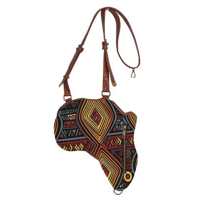 PU Leather Africa Map Bag for African wax print Lover Gift - DiwaKi