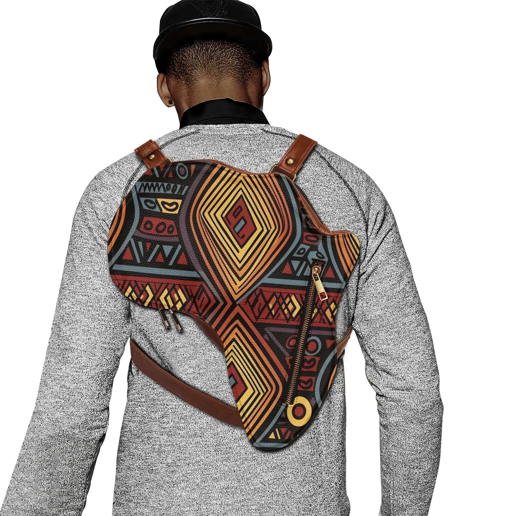 PU Leather Africa Map Bag for African wax print Lover Gift - DiwaKi