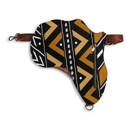 PU Leather Africa Map Bag for African mudcloth Lover Gift - DiwaKi