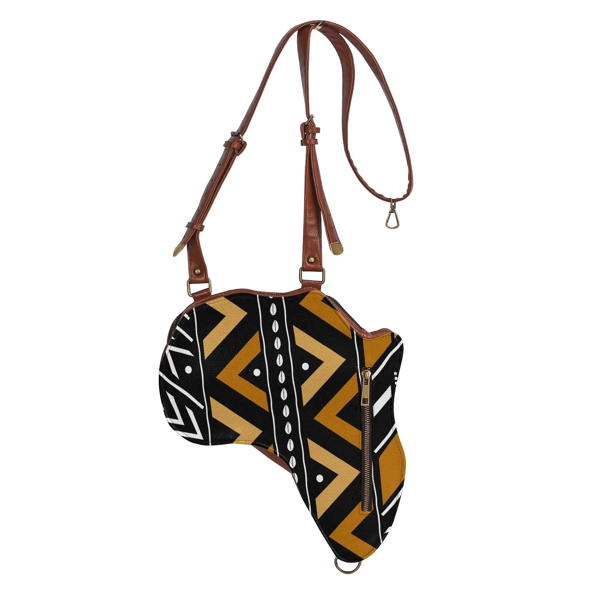 PU Leather Africa Map Bag for African mudcloth Lover Gift - DiwaKi