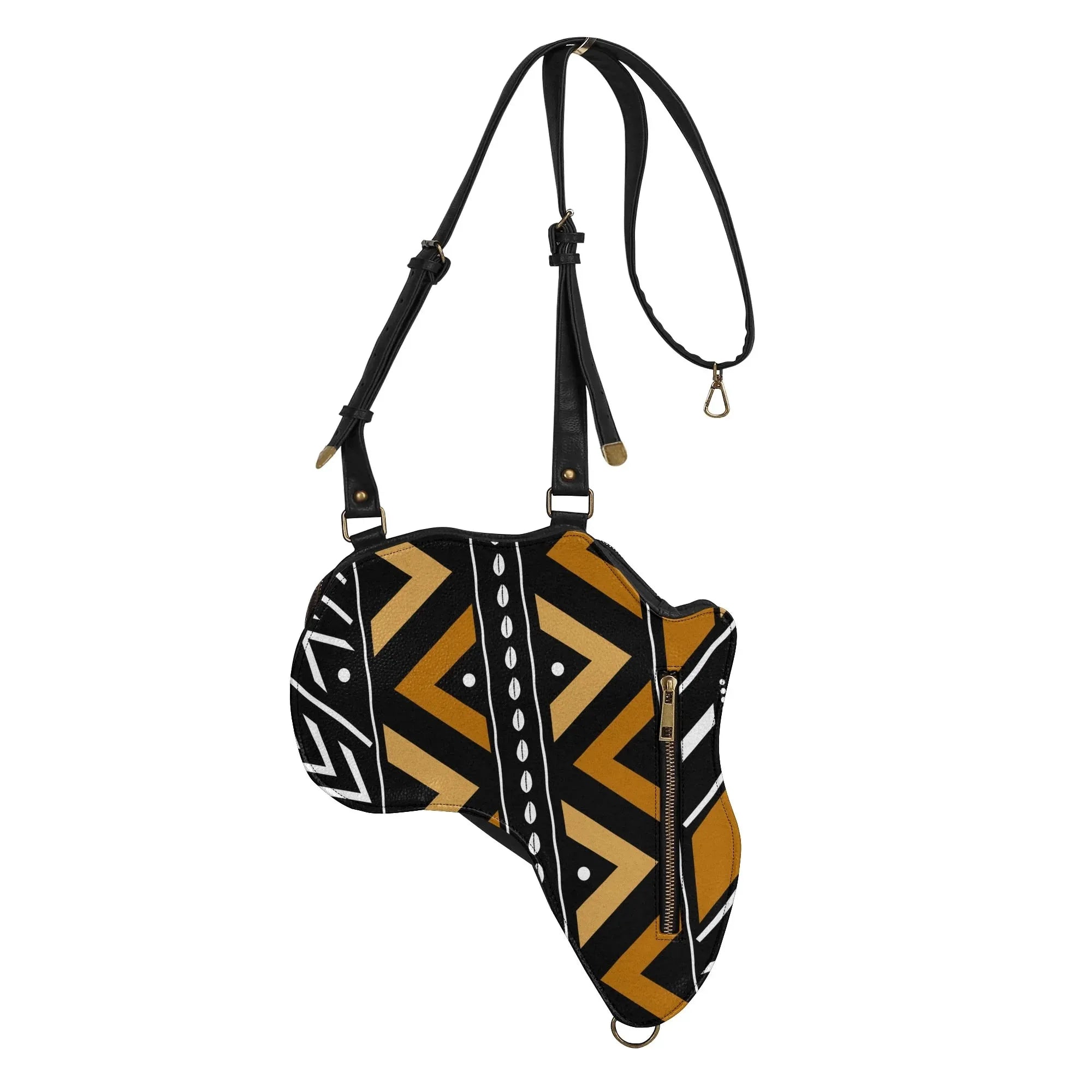 PU Leather Africa Map Bag for African mudcloth Lover Gift - DiwaKi