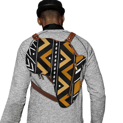PU Leather Africa Map Bag for African mudcloth Lover Gift - DiwaKi