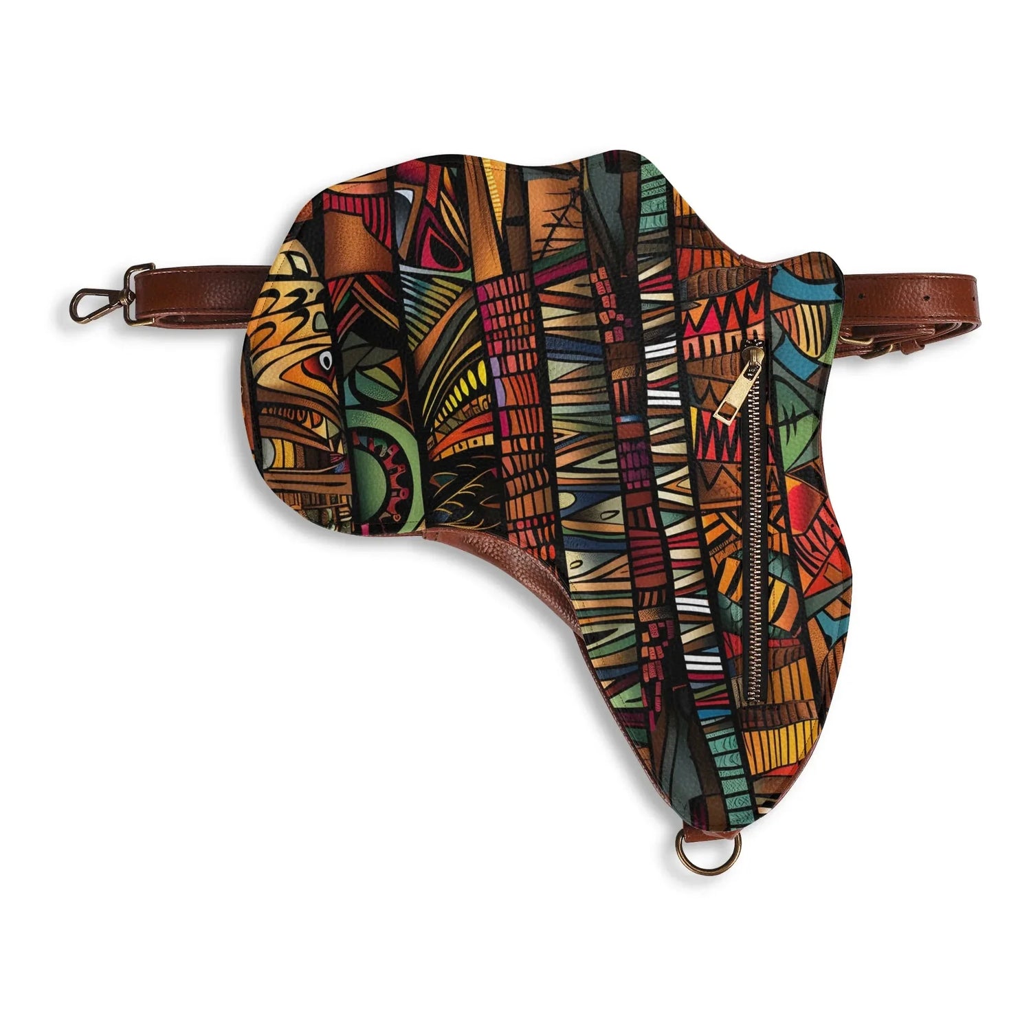 PU Leather Africa Map Bag for African wax print Lover Gift - DiwaKi