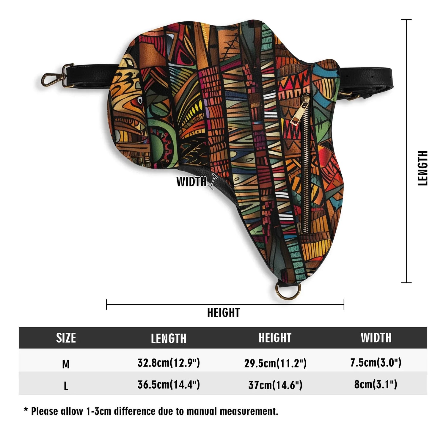 PU Leather Africa Map Bag for African wax print Lover Gift - DiwaKi